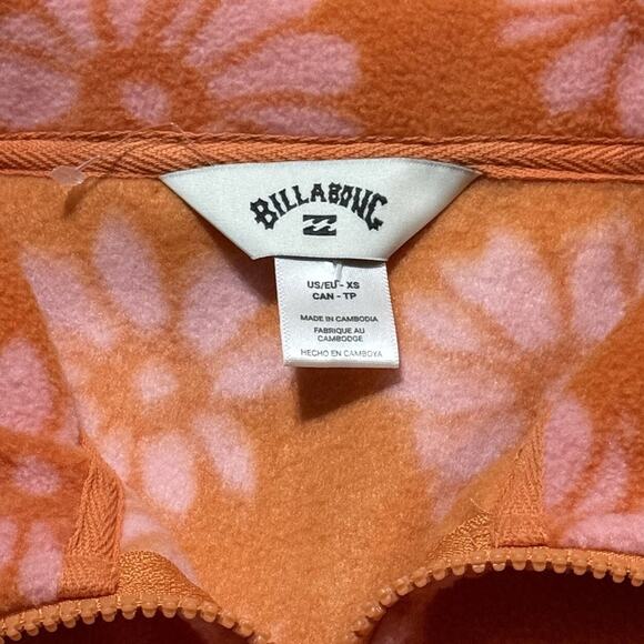 Billabong Fleece Casual Fling Cropped 1/2 Zip Jacket Orange Pink XS - Picture 2 of 8